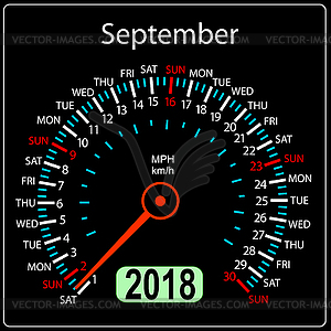 Год 2018 календарный спидометр автомобиля в концепции. - клипарт в векторном формате