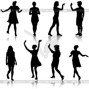 Silhouette Group of People Standing - vector image