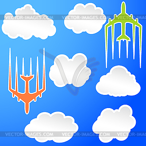 Flying airplane Airliner jet transport icon - vector clip art