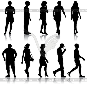 Silhouette Group of People Standing - vector clipart / vector image