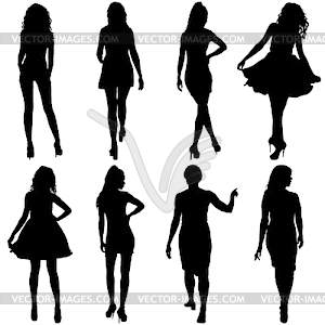 Beautiful fashion girl silhouette - vector image