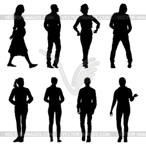 Set silhouette of People walking - vector clip art