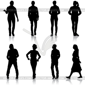 Set silhouette of People walking - vector clip art