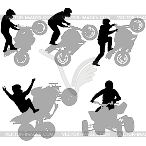 Set silhouettes Rider participates motocross - vector clip art