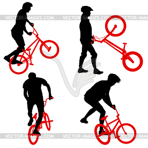 Set silhouette of cyclist male - vector clip art