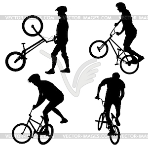 Set silhouette of cyclist male - vector clipart / vector image