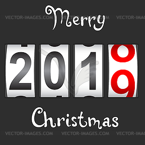 2019 New Year counter Christmas congratulation Blac - vector clipart