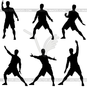 Black set silhouettes man with arm raised - vector clipart