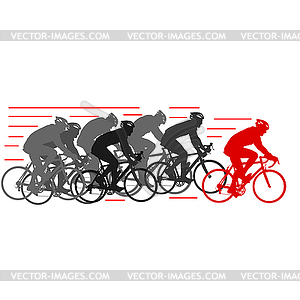 Set silhouette of cyclist male - vector clipart