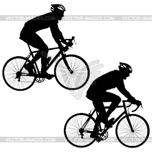 Set silhouette of cyclist male - vector image