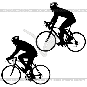 Set silhouette of cyclist male - vector image