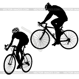 Установите силуэт мужчины-велосипедиста - иллюстрация в векторе