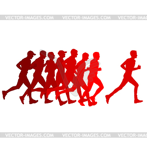 Set of silhouettes. Runners on sprint, men - vector clip art
