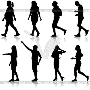 Silhouette Group of People Standing - vector clip art