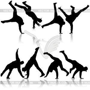 Black set Silhouettes breakdancer - vector EPS clipart