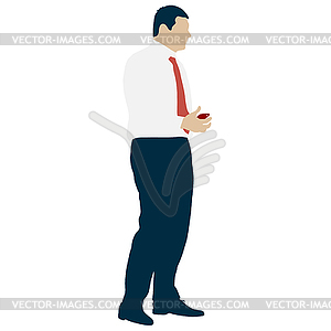 Silhouette businessman man in suit with tie - vector clip art