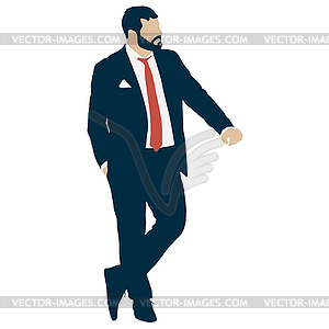 Silhouette businessman man in suit with tie - vector image