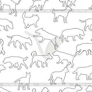 Seamless pattern with domestic dogs. Can be used - vector image