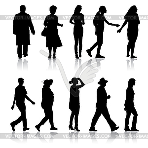 Silhouette Group of People Standing - vector clip art