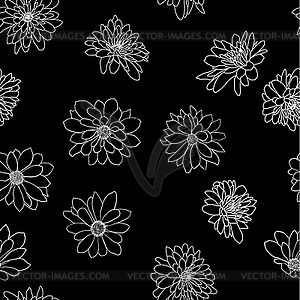 Seamless background with sketch flower or background - vector image