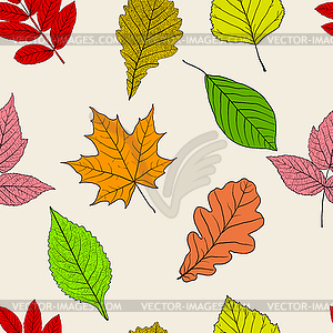 Seamless background with sketch leaves or background - vector clip art