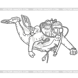 Sketch silhouette scuba divers - vector image