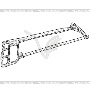 Sketch silhouette hand tool hacksaw for metal - vector clip art