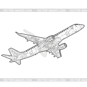 Silhouette passenger aircraft - vector clip art