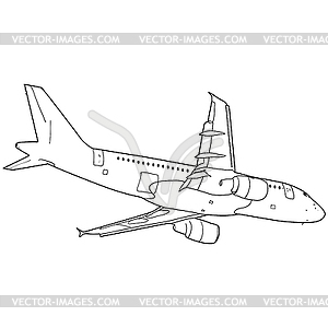 Silhouette passenger aircraft - vector clipart