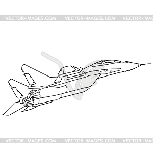 Silhouette military combat airplane - royalty-free vector clipart