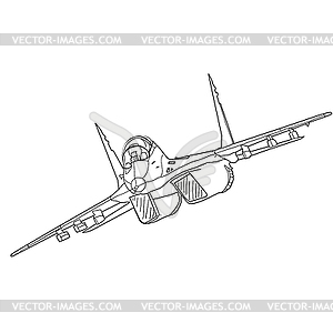 Silhouette military combat airplane - vector clipart