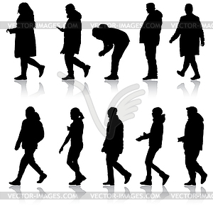 Silhouette Group of People Standing - vector clipart