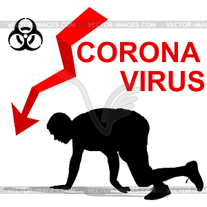 Stop coronavirus patient falls of disease - royalty-free vector clipart