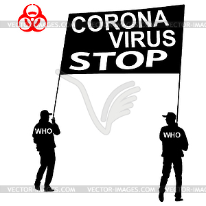 Остановить коронавирус два несут плакат - стоковый клипарт