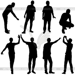 Silhouette Group of People Standing - vector image