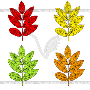Набор эскизов силуэтов листьев - клипарт в векторном формате