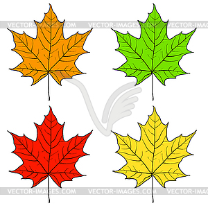 Set sketches silhouettes leaves - vector clipart