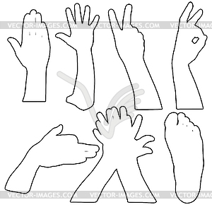 Black set silhouette of hands - vector image