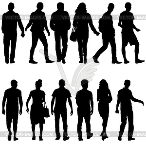 Silhouette Group of People Standing - vector clipart