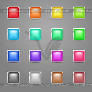 Square colored web buttons - vector clip art