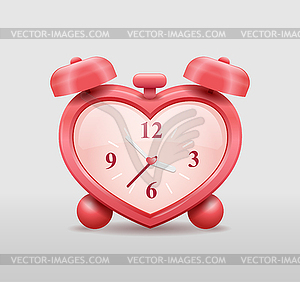 Alarm clock in heart shape - vector image