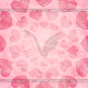 Abstract pink background with hearts - vector image