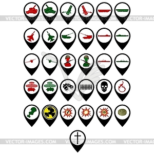 Набор военных значков - векторное изображение EPS