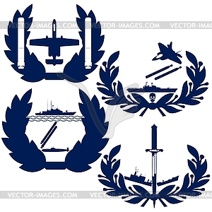 Abstract icons Navy torpedo bombers - vector image