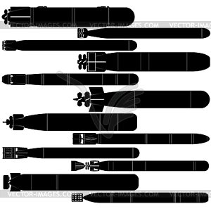 Torpedo - white & black vector clipart