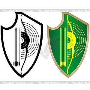 Shield, bow and arrows - vector clip art