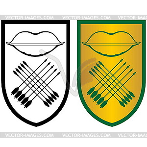 Shield, bow and arrows - vector image