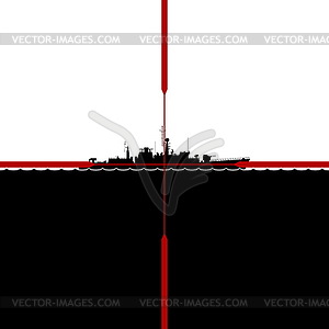 Ship in periscope crosshairs - vector image