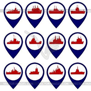 Badges with Navy ships - stock vector clipart