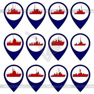 Badges with Navy ships - vector clipart